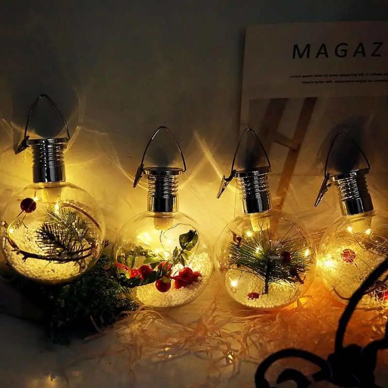 

Round Christmas LED Light Bulb Christmas Decoration For home Xmas Tree Hanging Decoration Solar Powered Lamp New Year Supplies