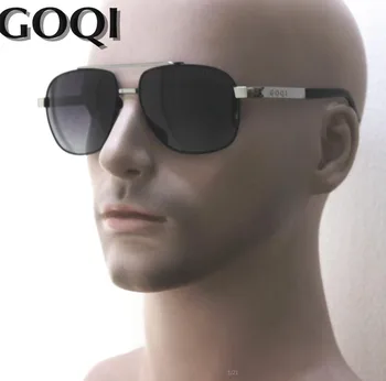 

Free shipping,GOQI man vintage metal frame rectangle polarized sunglasses,60mm polarized driving men uv400 sunglasses ,