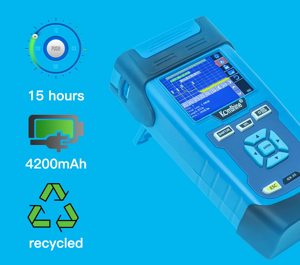 1310/1550nm 32/30dB OTDR одномодовый KOMSHINE QX45 OTDR № волоконно оптический рефлектометр цена