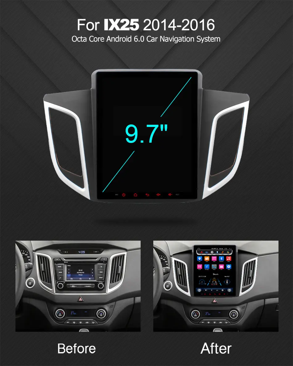 Discount Ownice C600 Octa Core 9.7" Android 6.0 Car DVD For Hyundai IX25 2014 - 201632G ROM GPS Radio Navigation 2.5D IPS Car Play DAB+ 0