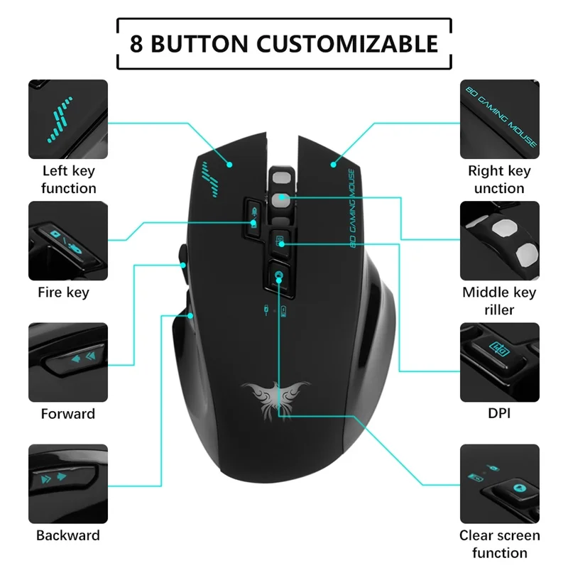  FELYBY USB Wireless Mouse Gaming Mouse Fingerprint Durable Professional Game Computer Mouse +pad Ha