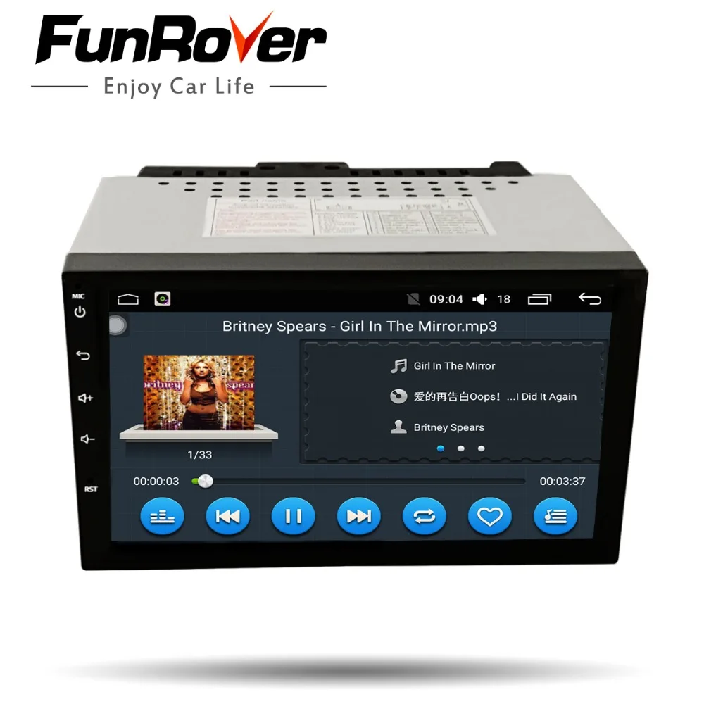 Best FUNROVER Android 8.0 2Din Car DVD radio Car Multimedia player for Toyota Universal Hilux Vios Old Camry Prado gps Navigation rds 2