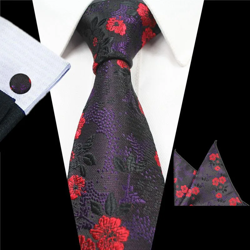 Mens Purple Paisley Silk Jacquard Dot Neck Ties Stylish Striped Tie ...