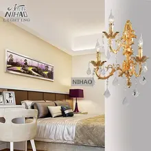 Классический золотой кристалл настенный светильник Серебряный Бра настенное лампы Кристалл Бра свет 3 огни