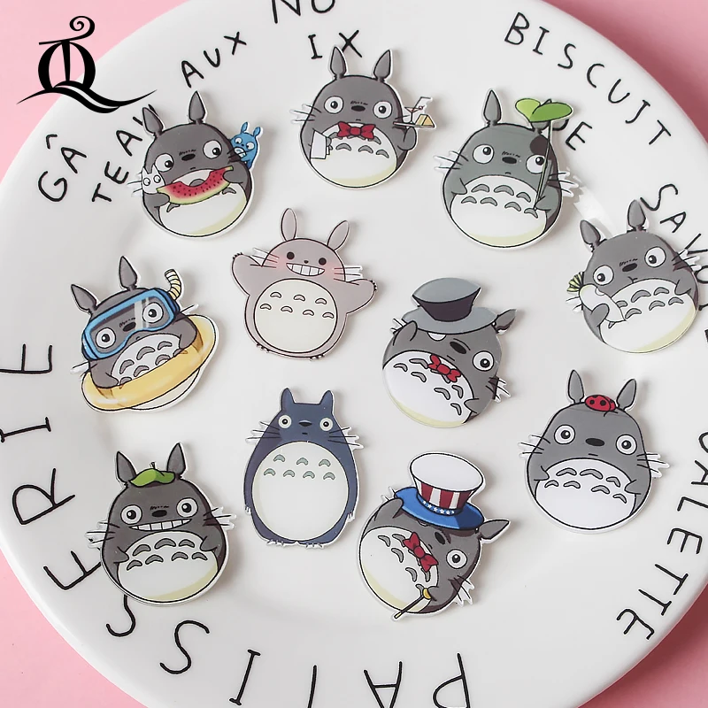 

Mix 1 PCS pink Totoro Cartoon cute Icons Acrylic Badges for Backpack Badges Clothes Plastic Badge Kawaii Pin brooch Badge Z71