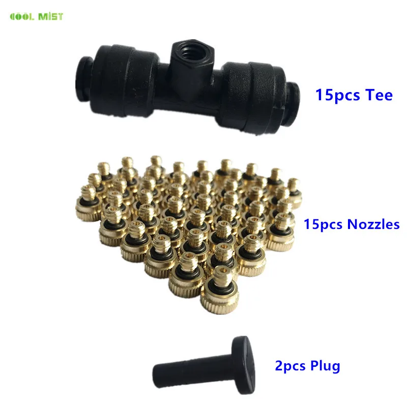Black 0.5mm nozzle S072 патио Туманная система охлаждения сопло для водяного тумана 6 шт. Автомобильный Кабель Плюс Скользящий замок фиттинги 6 шт. Автомобильный Кабель Плюс заглушка 1 шт - Цвет: Black 0.5mm nozzle