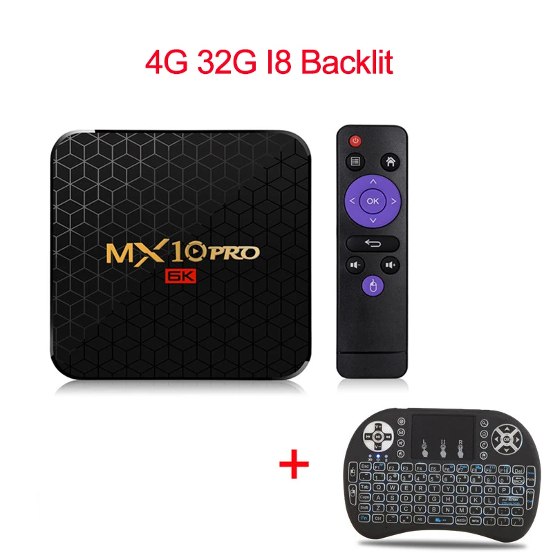 XGODY 6K Smart Android 9,0 ТВ приставка MX10PRO 4 ГБ 32 ГБ/64 Гб Allwinner H6 четырехъядерный WiFi USB 3,0 HDMI 2,0 HDR ТВ приставка - Цвет: 4G 32G I8 Backlit