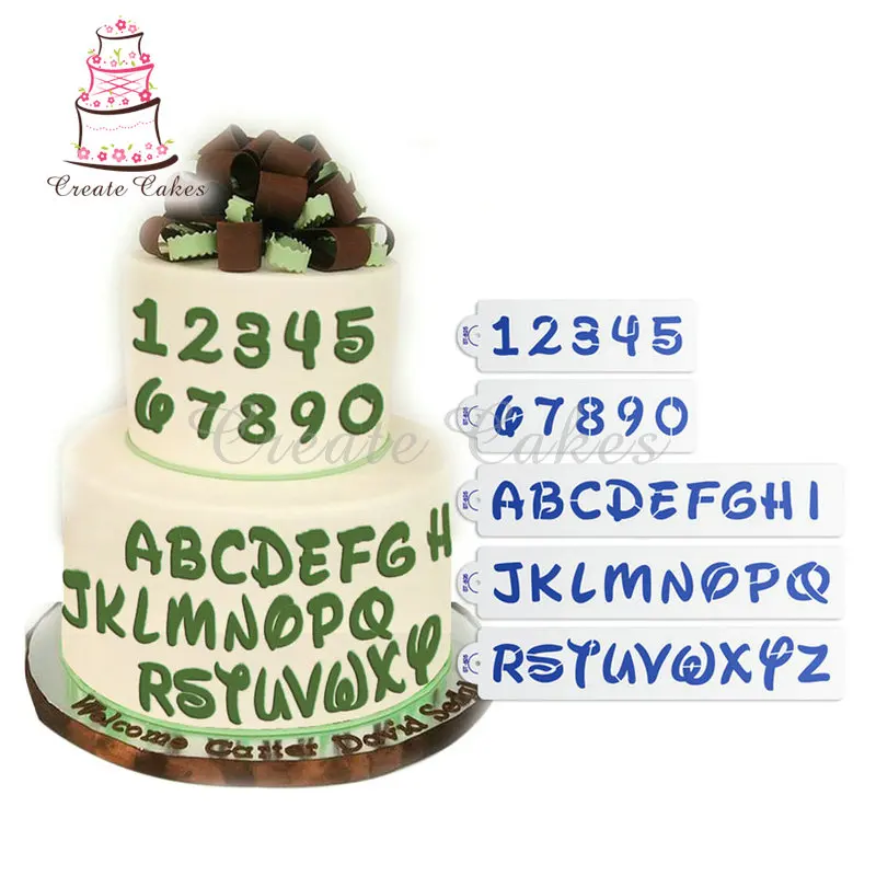 5pcs/set Alphabet Cake Stencil Fondant Cake Stencil Cake Side Stencil
