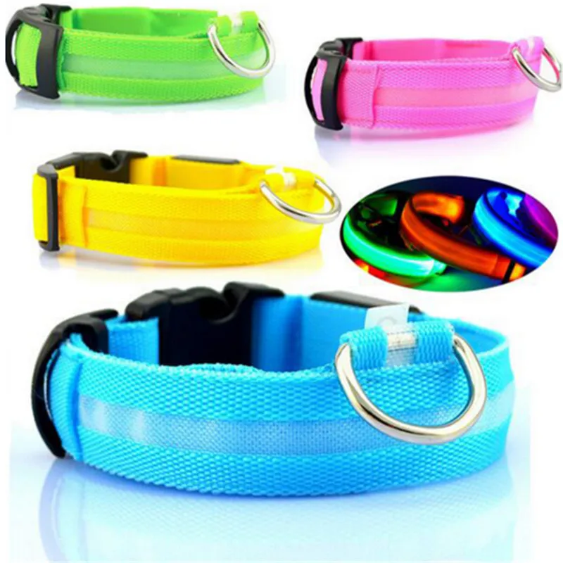

Nylon LED Pet dog Collar,Night Safety Flashing Glow In The Dark Dog Leash,Dogs Luminous Fluorescent Collars Pet Supplies