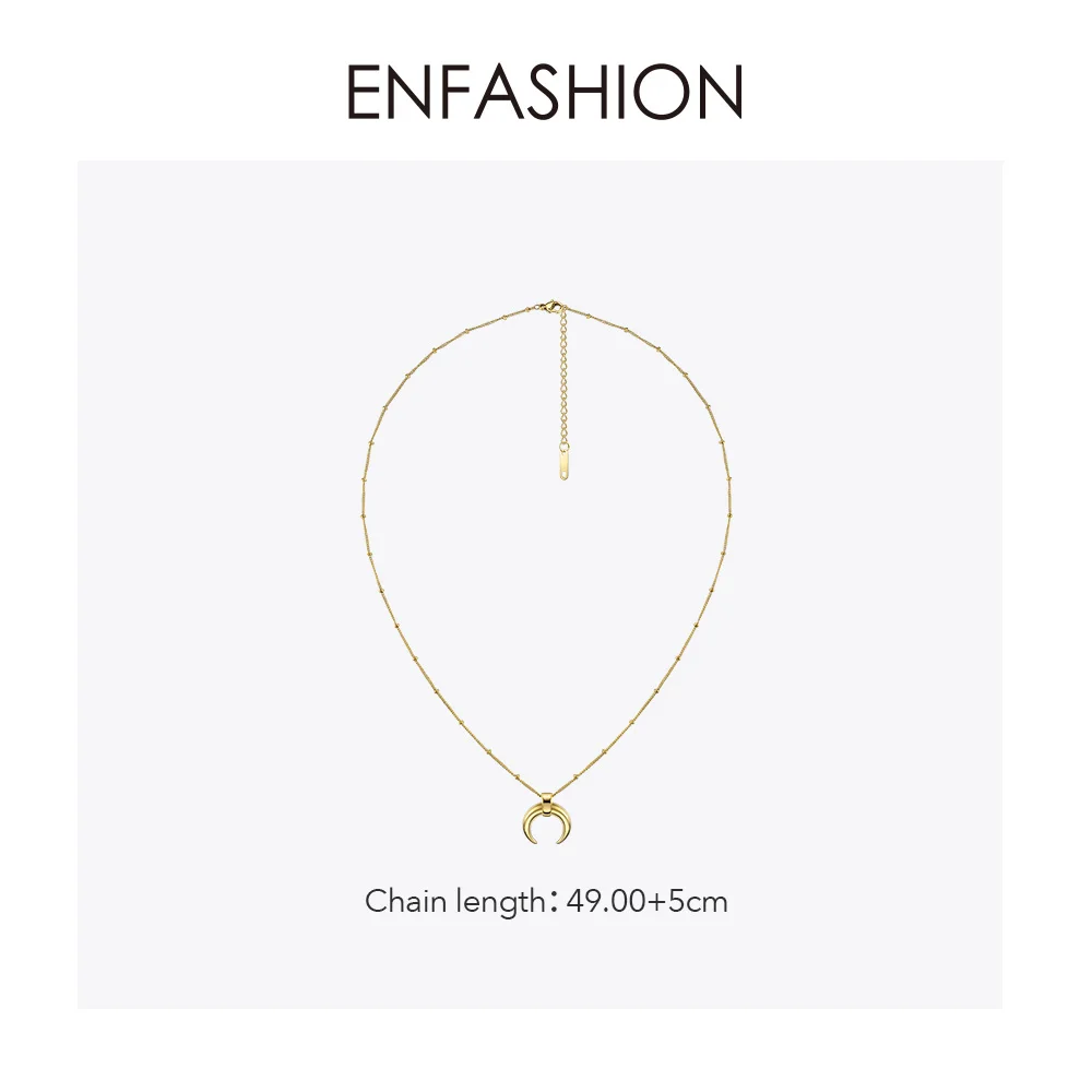 Online Collar de Luna enmoda para mujer, cadena larga de Color dorado, collares de declaración para hombres, joyería de acero inoxidable Boho 2019 Naszyjnik PM193003