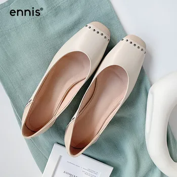 

Designer Nude Pumps Low Heel Casual Shoes Round Toe Genuine Leather Women Rivet Pumps Spring Mixed Color Shoes Black Ladies P983