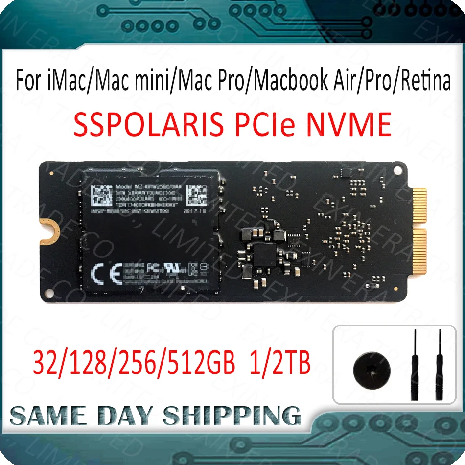 SSD-накопитель PCIe 3 0x4 POLARIS NVMe Для iMac Mac mini Macbook Pro и Retina 32 ГБ 128 256 512 1 ТБ 2 | Компьютеры