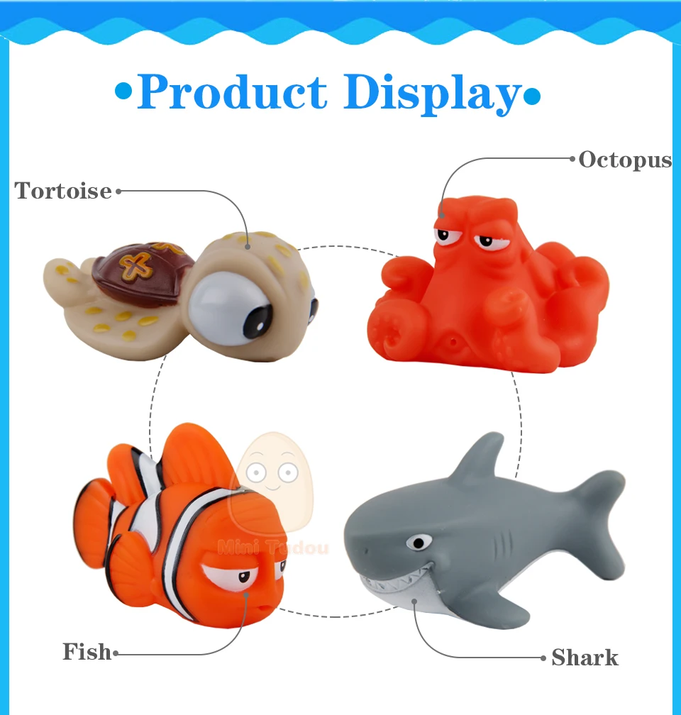 Baby Bath Toys Finding Fish Kids Float Spray Water Squeeze Aqua Soft Rubber Bathroom Play Animals Bath Figure Toy For Children