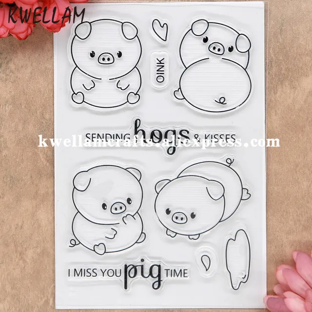 pig scrapbook diy photo cards rubber stamp clear stamps transparent