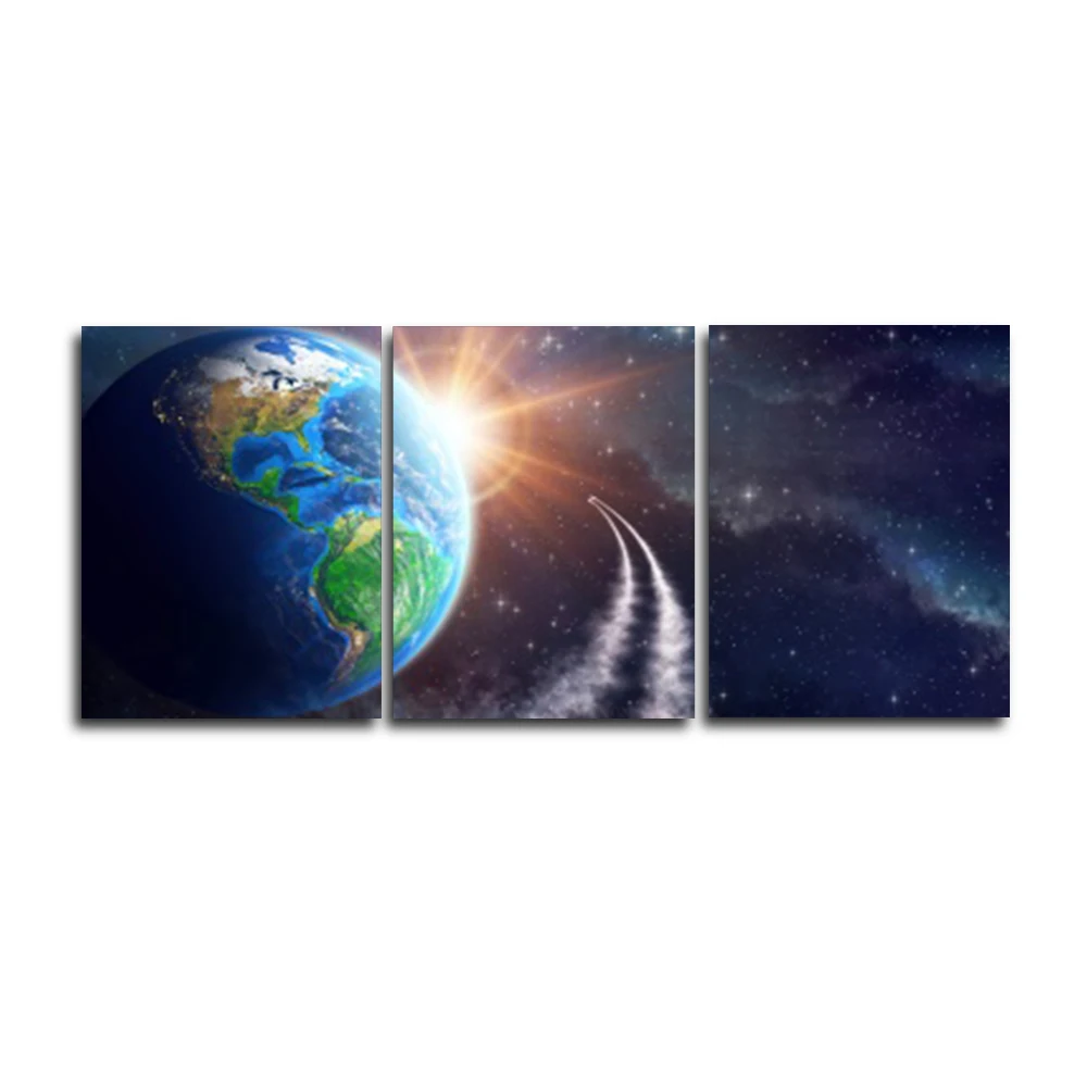 

Laeacco 3 Panel Nordic Science Fiction Wall Artwork Canvas Painting Universe Posters and Prints Home Living Room Bedroom Decor