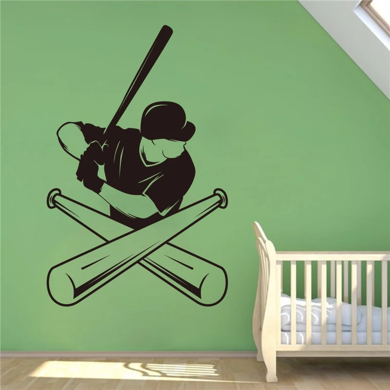 Baseball Player Wall Decal Sport Logo Vinyl Sticker Sport Home Interior Wall Murals Housewares