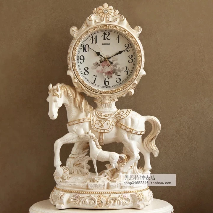 Best Price European-style Retro Clock seat fashion creative table clock Junma living room pendulum clock art silent table Best Price European-style Retro Clock seat fashion creative table clock Junma living room pendulum clock art silent table