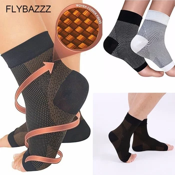 Koper Fiber Sport Enkel Protector Sokken Compressie Sokken Enkelletsel Gezamenlijke Bescherming Elastische Teen Sokken Compressie Mouwen