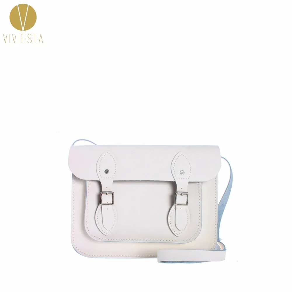 

11" PASTEL BRITISH GENUINE LEATHER SATCHEL BAG - Women's Vintage Candy Baby 2018 Pantone Color Crossbody Messenger Bag Handbag