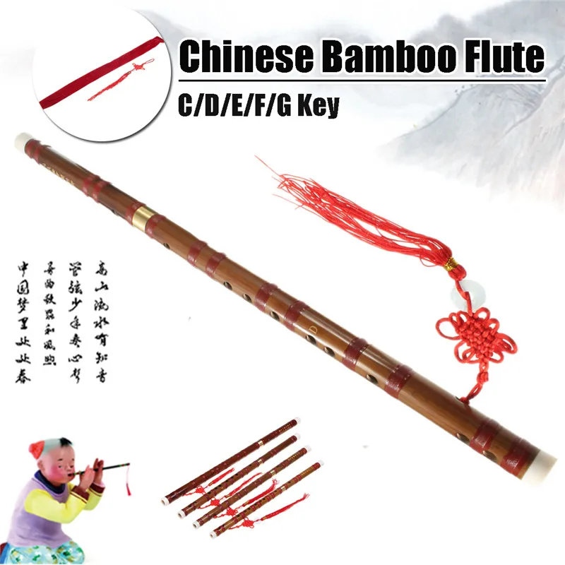 

Chinese Bamboo Flute Professional dizi Musical instruments C E F G Key Flauta With Dizi + Bag + Knot Bamboo Flute Musical