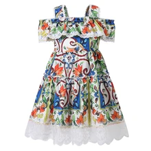 Bongawan/платье для девочек бальное платье на бретельках в богемном стиле, детская одежда хлопковая одежда с геометрическим узором для девочек от 3 до 10 лет