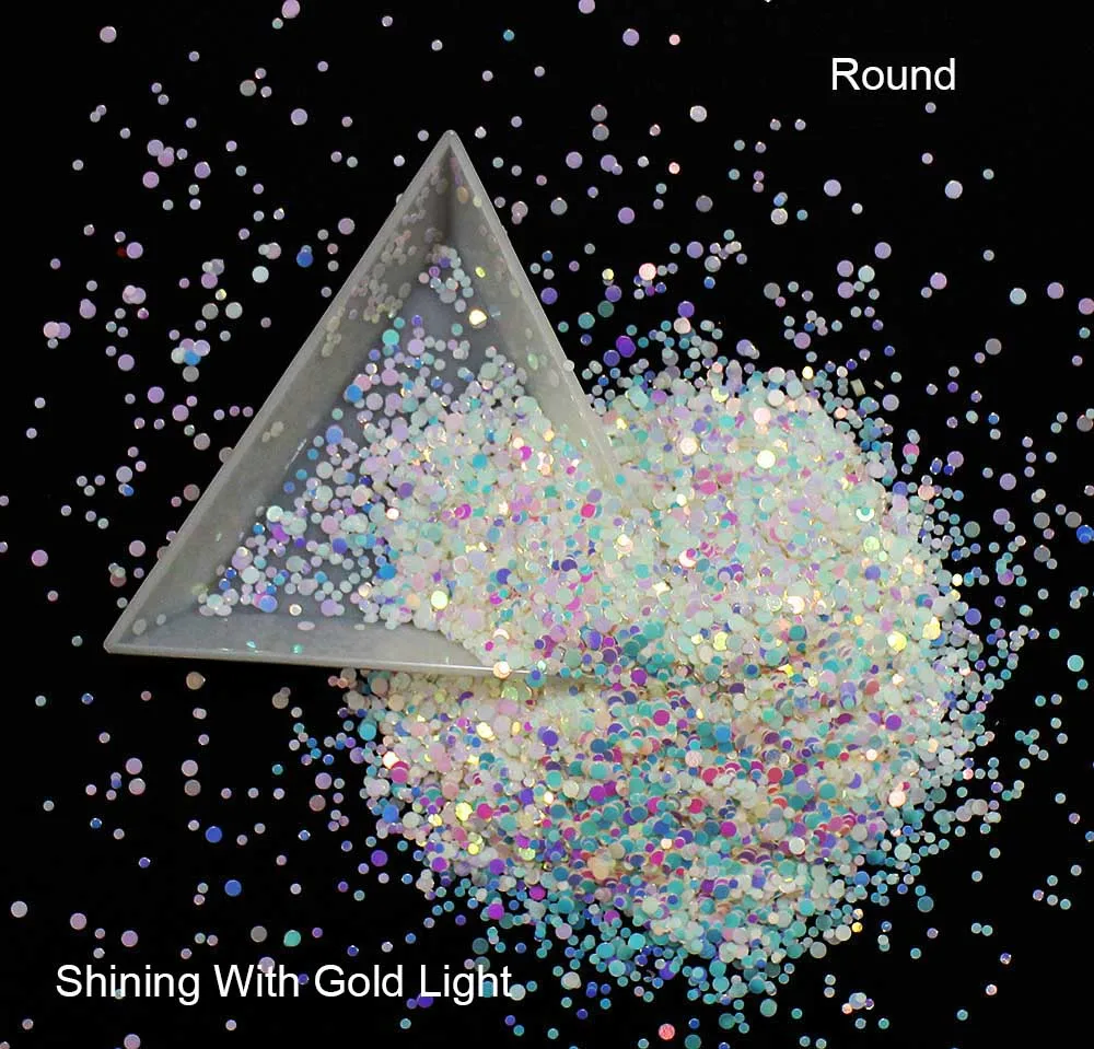 

100g/pack, Rhombus/Hexagon/Heart/Round/Triangle/Star Sequins, Iridescent Rainbow Shining Slice 3D Nail Art Glitters Paillettes