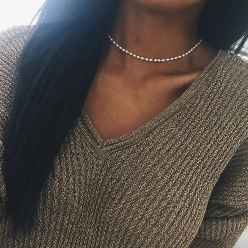 2 шт модное жемчужное ожерелье ювелирные изделия натуральный пресноводный жемчуг Белый чокер ожерелье для женщин#240923