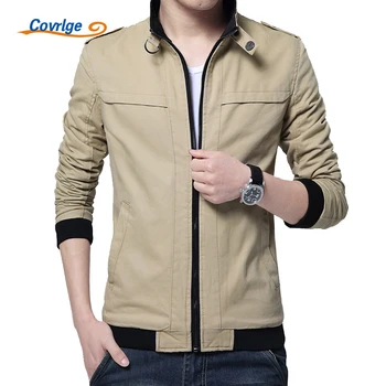 

Covrlge Jacket Men 2017 New Fashion Men's Stand Collar Jackets Solid Casual Cotton Coat for Men Softshell Male Clothing MWJ064