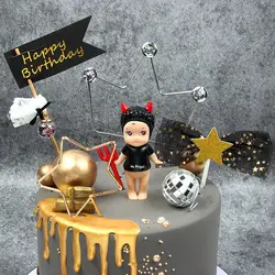 Корона с алмазами свадебный торт Топпер золото Сердце Звезда со стразами и металлическими с изображением пирожного на день рожденья