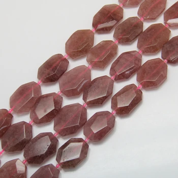 

Full strand Red Strawberry Quartz Faceted Octagon Beads Spacer Charms Necklace,Polished Crystals Cut Stones Slab Beads Pendants