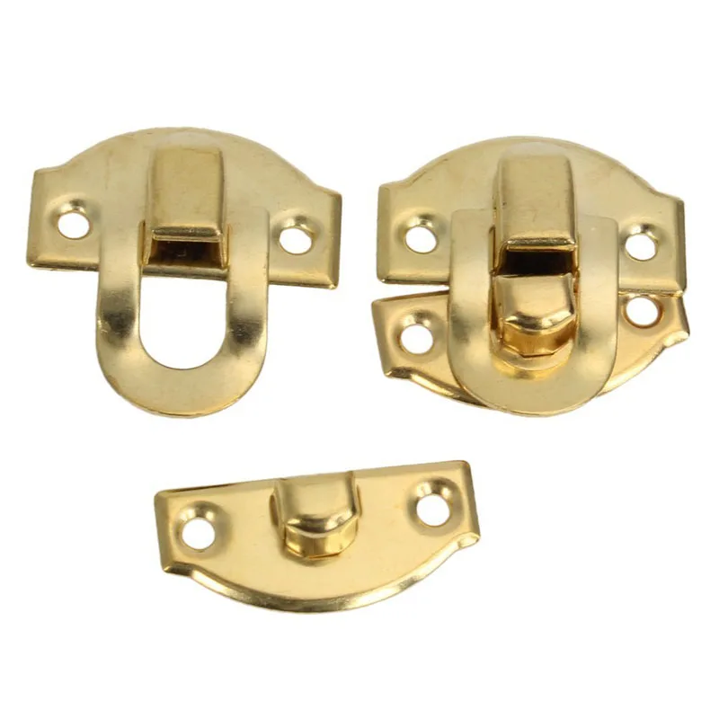 Superior Furniture Improvement Hardware Accessories 10Pcs Antique Box Buckles Shiny Surface Bronze Tone Packaging Hasps Sets