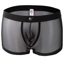 Бренд WJ, мужские сексуальные прозрачные боксеры, мужские сетчатые марлевые кружевные трусы, мужские прозрачные шорты, шелковое бикини, сексуальные боксеры для мужчин