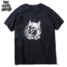 COOLMIND qi0443A, хлопок, короткий рукав, Космический Кот, принт, Мужская футболка, повседневная, свободная, с круглым вырезом, Мужская футболка, футболки, рубашки, LMYX