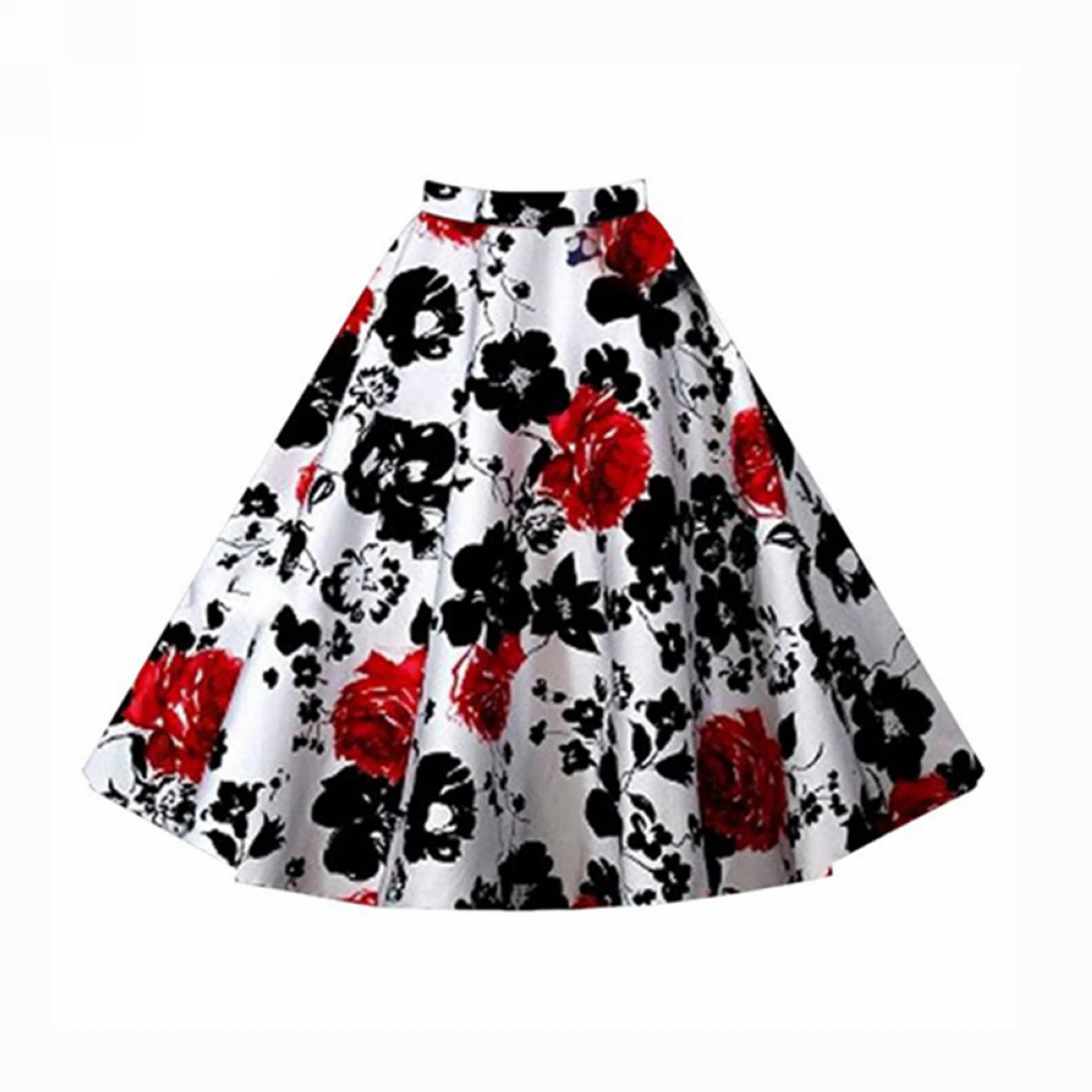 Lady Floral Mesh Lace Midi Pleated Skirt Tulle A-Line Swing Underskirt Petticoat
