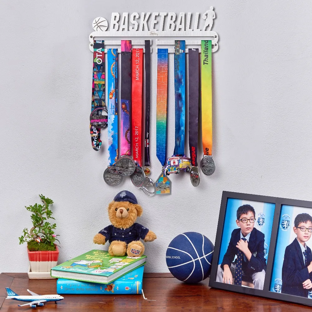 Basketball Sport Medal Display Hangers Stainless Steel Rack With Hooks