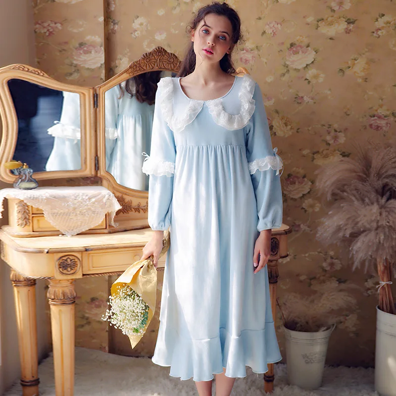 Осенне-зимняя Милая Пижама для беременных; кружевное платье для женщин; ультратонкая бархатная теплая ночная рубашка; Пижама для беременных; YFQ263