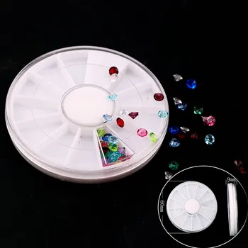 

5Pcs 6cm White 12 Grids Round Box Plastic Storage DIY Tool Nail Art Decoration Jewelry Accessory stones Crafts case container