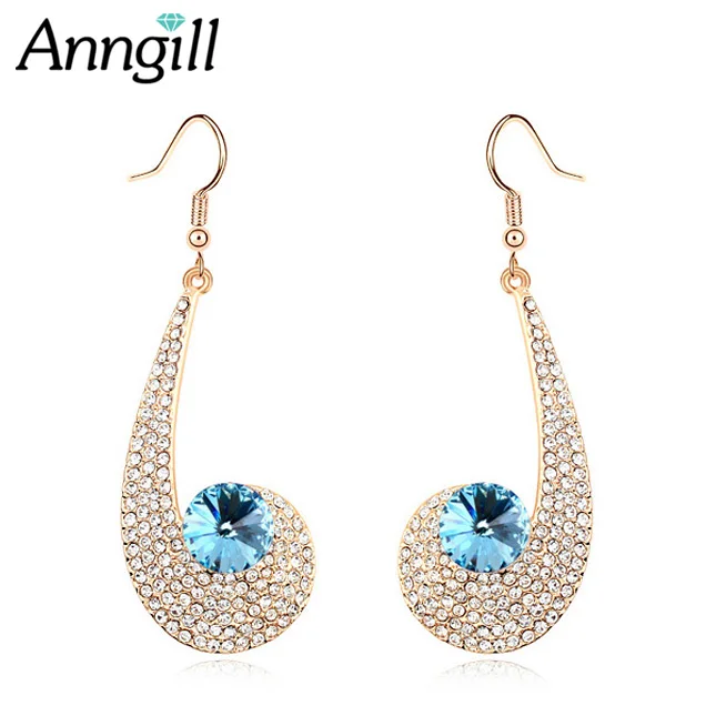 

ANNGILL New Vintage Long Earrings Crystals From Swarovski Bridal Drop Earrings For Women Party Wedding Brincos Indian Jewelry