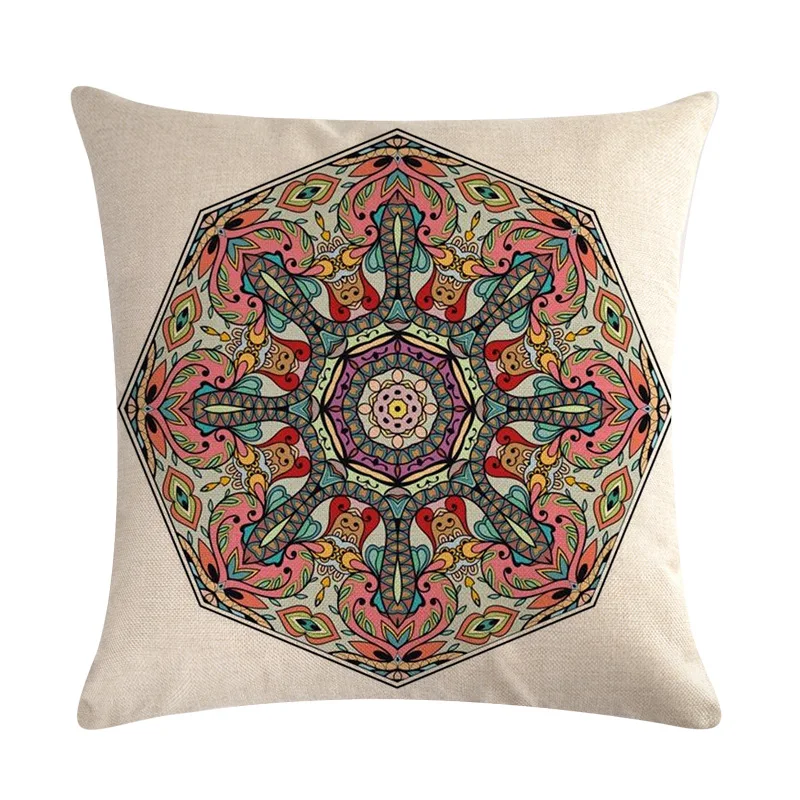 Paint Cushion Cover 45x45cm Boho Decoration Vintage Mandala Round Printed Flax Fluffy Pillowcase Ethnic Garden Rattan Chair Paint Cushion Cover 45x45cm Boho Decoration Vintage Mandala Round Printed Flax Fluffy Pillowcase Ethnic Garden Rattan Chair