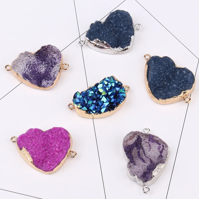 

1pc Irregular Resin Heart Earrings Connectors Pendants Drops Diy Making Fake Opal Fake Druzy Necklace Handmade Jewelry Findings