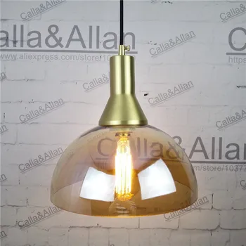 

modern indoor amber glass lamp shade pendant light E27 brass socket AC 110V~220V pandant lamp