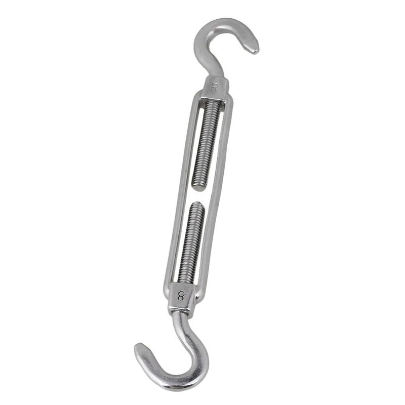 2Pcs M8 195mm Turnbuckle Wire Rope Turnbuckle Hook To Hook Stainless Steel Hook & Hook Tension