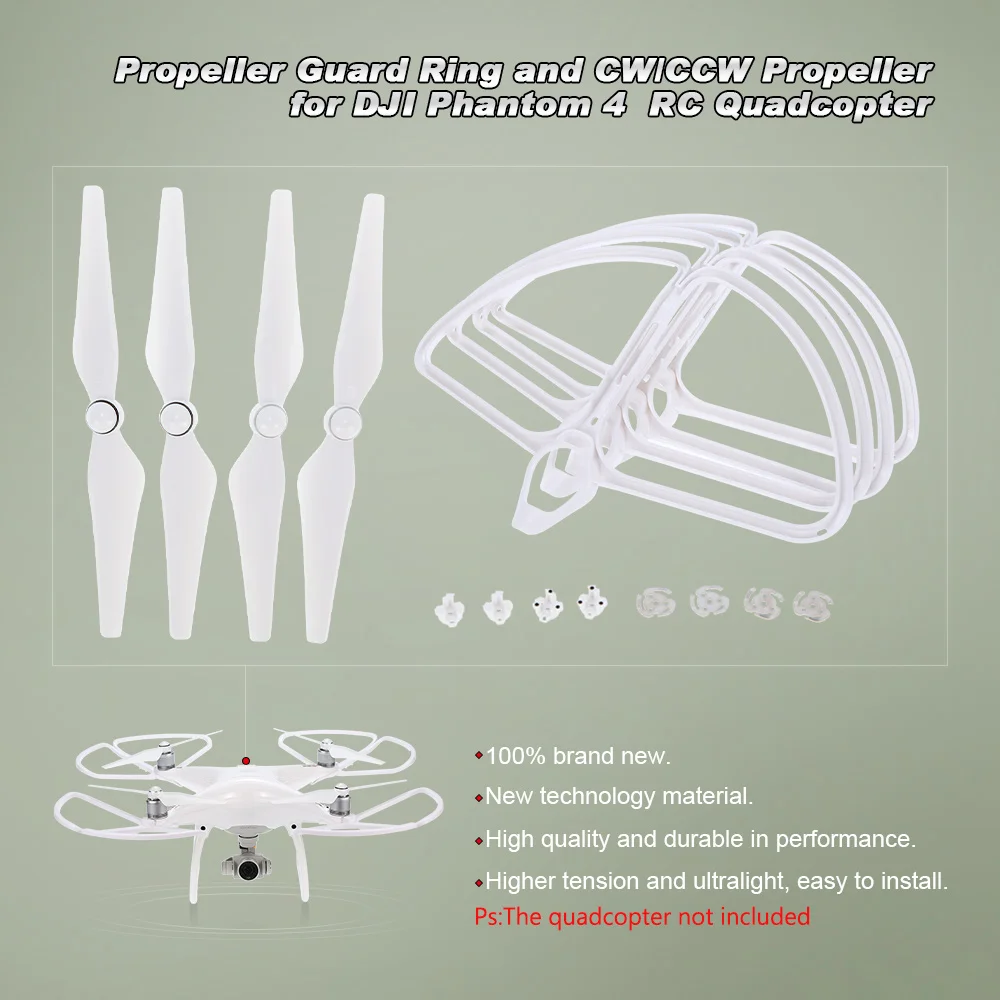 2 Pairs CW/CCW Propeller And 4Pcs Propeller Guard Ring Combo Set For DJI Phantom 4 Camera Drone High Quality RC Quadcopter Parts 2 Pairs CW/CCW Propeller And 4Pcs Propeller Guard Ring Combo Set For DJI Phantom 4 Camera Drone High Quality RC Quadcopter Parts