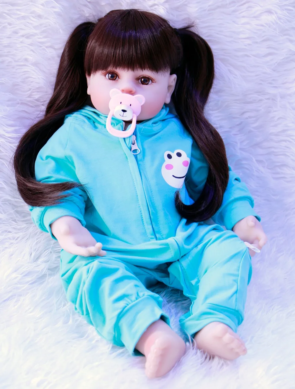 

58cm Silicone Reborn Baby Doll Toys Lifelike Interactive Handmade Alive Baby long hair princess Dolls kids birthday gifts