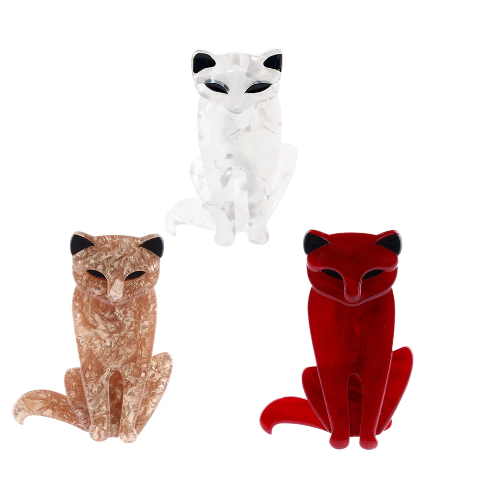 

Fant&jack Acrylic Fox Brooches And Pins For Women Ladies Resin Cats Animal Brooch Scarf Badges Accessories Gifts limited edition