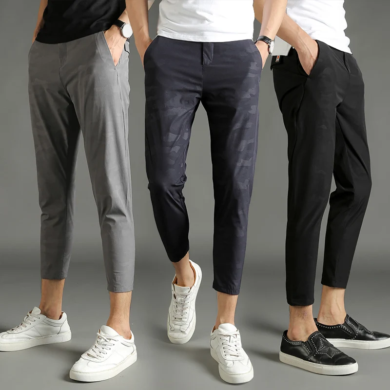 Men's Business Casual Pants Trend Designer Cotton Slim Fit Ankle Length ...