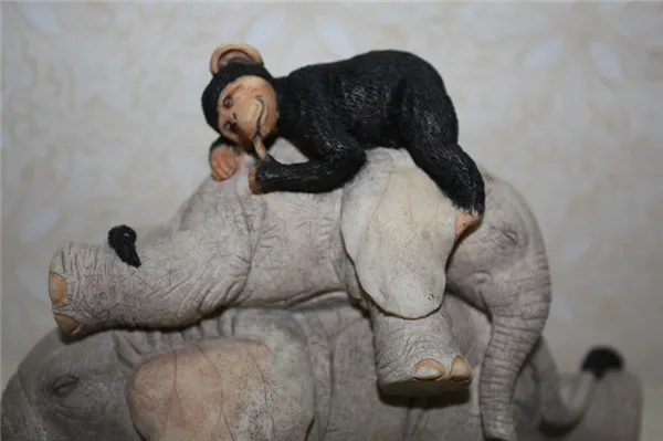 Cute Lifelike Mom and Baby Elephant and Gorilla resin figure toy - 5