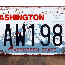 XDCP-033 Винтаж Металл живопись "WASHINGTON AAW1987" Автомобильный номерной знак настенная художественная картина модные изделия украшения 15x30 см