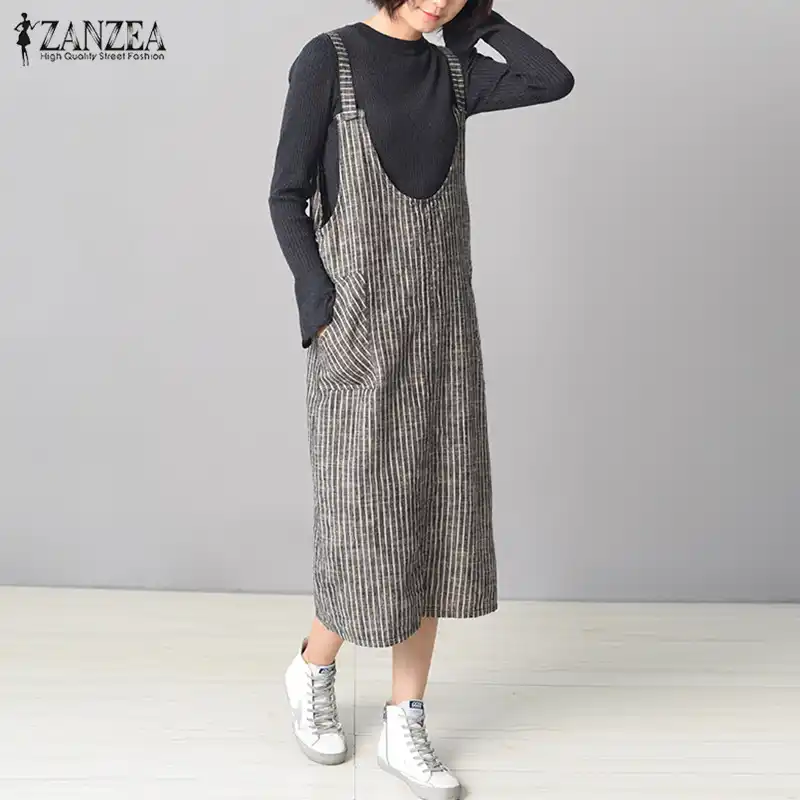 dungarees midi dress