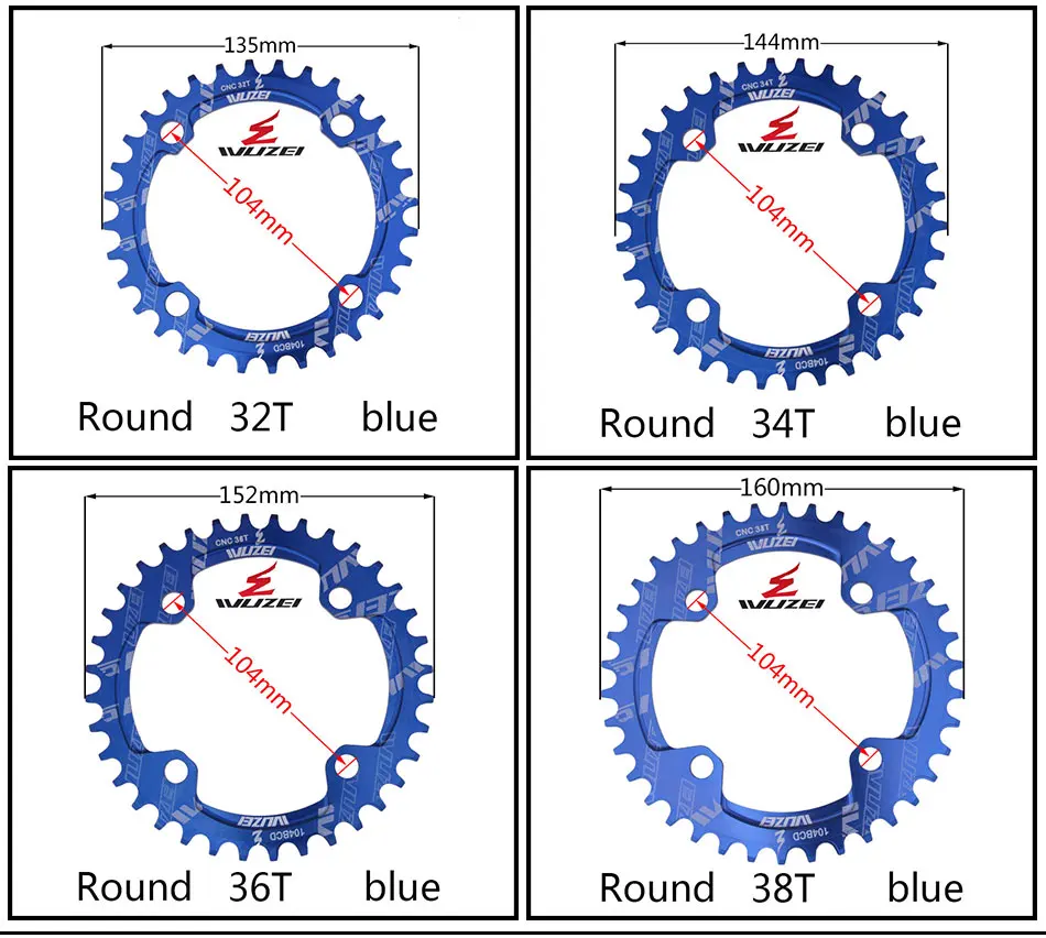 WUZEI Одиночная 11 скоростная система узкая широкая цепь BCD 104 круглая 32T 34T 36T 38T для MTB 11s 10s 9s коленчатое кольцо